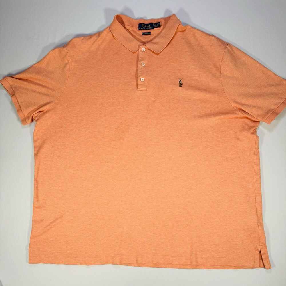 Polo Ralph Lauren Men’s Polo Shirt XXL Orange Classic Fit Pony Logo Short Sleeve